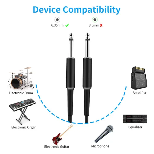 Miniatura 2 de BestSounds Cable de guitarra eléctrica de 10 pies, cable de instrumento para bajo, guitarra, amplificador de bajo, amplificador de bajo, cable