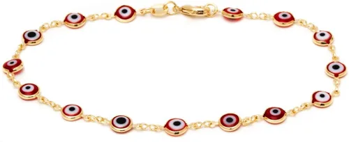 Miniatura 3 de Barzel Tobillera chapada en oro de 18k con ojo malvado - Hecha en Brasil