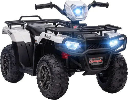 Aosom ATV eléctrico para niños, 12 V, 4 ruedas, 2.5 MPH con faro, música, MP3, neumáticos con pisadas, cuatrimoto a batería para niños de 3 a 5
