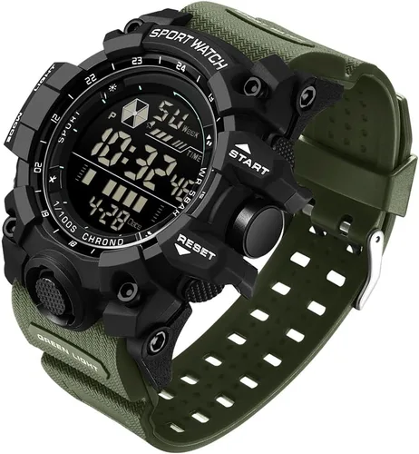 Miniatura 16 de FANMIS Reloj deportivo de cuarzo digital multifunción militar para hombre, impermeable, con alarma, LED, azul