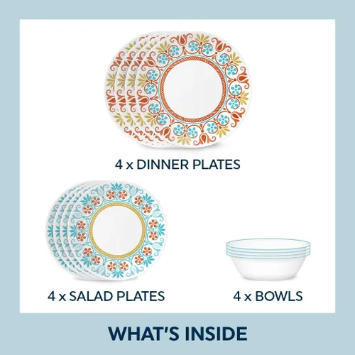 Miniatura 2 de Corelle Vitrelle - Juego de platos de aperitivos para ensalada de 6 piezas (6.75"), vidrio de triple capa y resistente a las astillas, platos