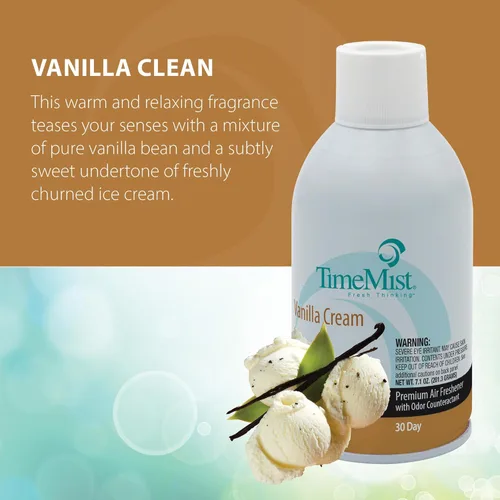 Miniatura 5 de TimeMist Recambios de ambientador medido de alta calidad, crema de vainilla, 7.1 onzas (caja de 12) - 1042737 - Dura hasta 30 días y neutraliza