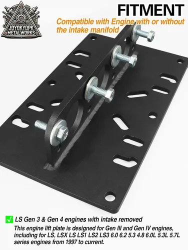Miniatura 2 de LS Placa elevadora de motor SBC BBC compatible con Ford 2,4 barriles de diámetro extendido Carb placa de elevación universal del motor, negro