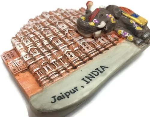 Miniatura 2 de WitnyStore Pequeño imán de 2½ pulgadas del Palacio Hawa Mahal en Jaipur India – Miniatura hecha a mano de resina 3D Asia Monumento turístico