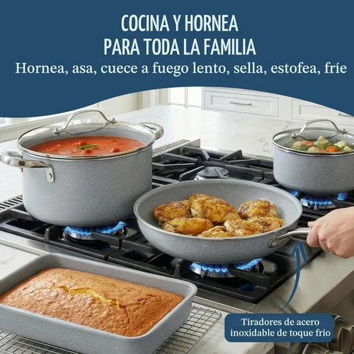 Miniatura 7 de Granitestone Ceraluxe - Juego de 20 utensilios de cocina de cerámica antiadherentes, juego completo de ollas y sartenes antiadherentes con juego