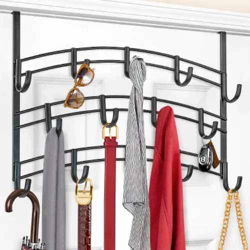 Miniatura 25 de LYNK Professional® Home™ Ganchos para Puerta - 9 Ganchos Colgador Sobre Puerta - Toallero Sobre Puerta - Para Colgar Toallas o Ropa - Baño, Negro