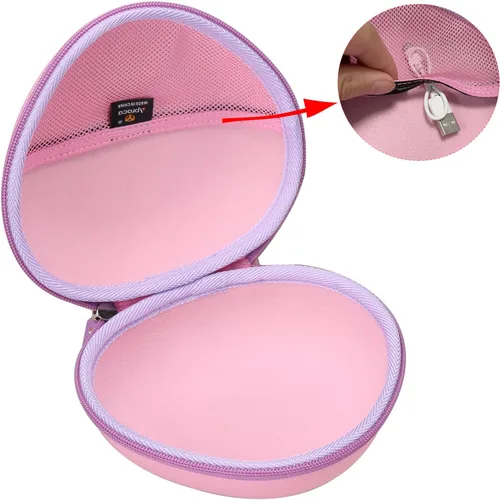Miniatura 2 de Aproca Funda compatible con auriculares Bluetooth iClever BTH12 / HS19 / BTH26 para niños, bolsa de almacenamiento portátil para accesorios - Rosa