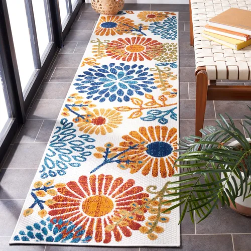 Miniatura 11 de SAFAVIEH Alfombra Lavable para Exteriores Colección Cabana - Pasillo de 2' x 10', Crema y Rojo, No Desprende Pelusa y Fácil de Limpiar, Ideal