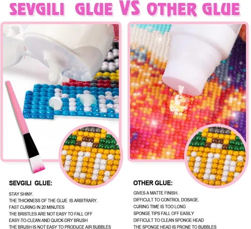 Miniatura 3 de Kit de Sellador de Pintura de Diamante Sevgili 240ML con Pinceles, Sellador y Pegamento para Rompecabezas, Accesorios y Herramientas para Pintura