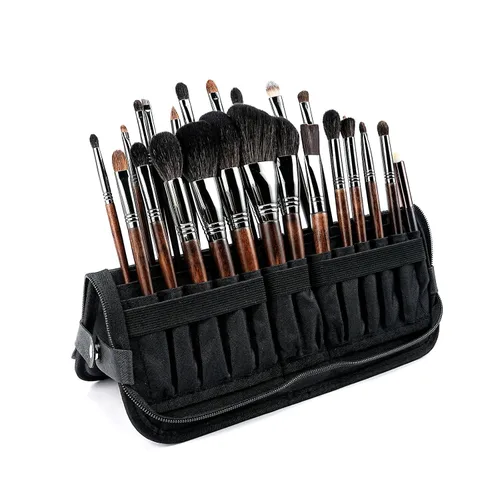 Soporte para brochas de maquillaje de viaje negro, organizador de brochas de maquillaje resistente al agua, soporte portátil para brochas de