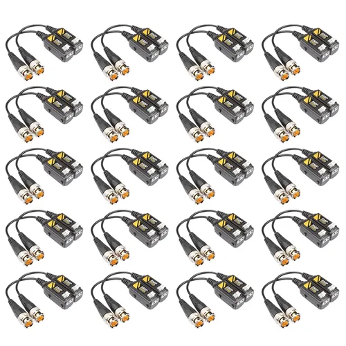 heneng 20 pares de conectores de balun de video pasivo BNC - Soporta AHD/TVI/CVI/CVBS (hasta 8MP: 720P/960P/1080P/3MP/5MP) para cámara de seguridad