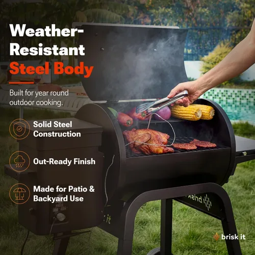 Miniatura 8 de Brisk It Zelos-450 - Parrilla Ahumadora Eléctrica de Pellets de Madera – Parrilla BBQ Inteligente con I.A. y WiFi, Área de Cocción de 450 pulgadas