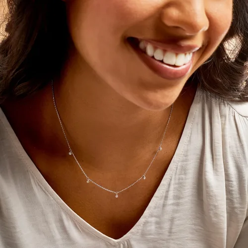 Miniatura 5 de Ross-Simons RS Pure - Collar de plata de ley con diamantes de 0,10 qt. t, Diamante, Diamante