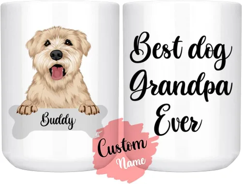Miniatura 3 de Taza personalizada de Wheaten Terrier con diseño de perro mamá y papá, taza de Wheatie Dog para hombres y mujeres, taza de regalo de dueño de perro