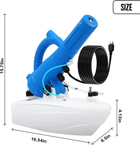 Miniatura 2 de Tanque de 5 L (1.3 galones), nebulizador frío eléctrico portátil ULV de 700 W de flujo ajustable con cable de alimentación largo de 17 pies