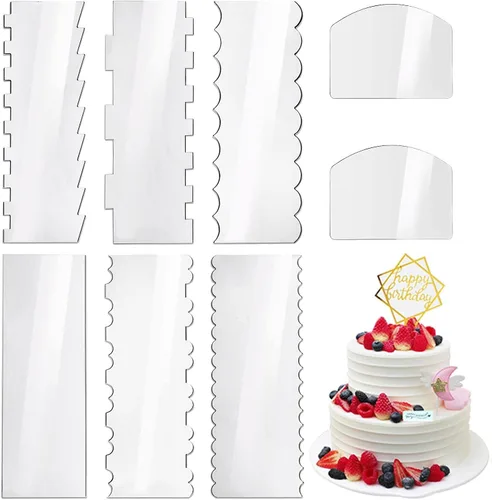 Juego de 8 raspadores de pasteles, herramienta más suave para bordes de pastel, cortador de pastelería, herramientas para hornear, raspador de