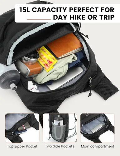 Miniatura 2 de SKYSPER Mochila de senderismo pequeña y ligera de 15L para mujeres y hombres, mochila de viaje plegable, mochila de campamento plegable, mini bolsa