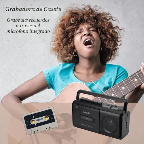 Miniatura 3 de G Keni Grabador portátil de cinta de casete, reproductor de casete de radio AM/FM con altavoz integrado, conector para auriculares, reproductor