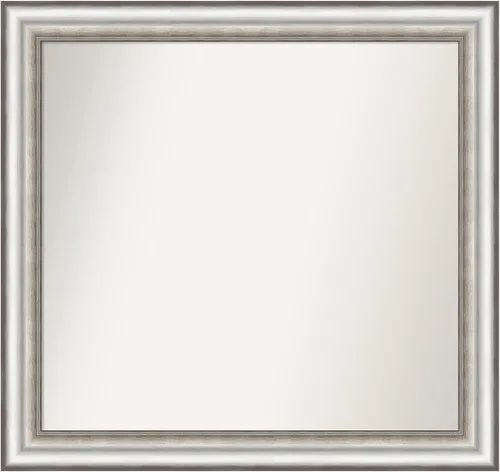 Miniatura 269 de Amanti Art Espejo de baño plateado para sobre el fregadero, 26 x 26 pulgadas, espejo cuadrado de plata antigua, marco de madera tradicional mediano