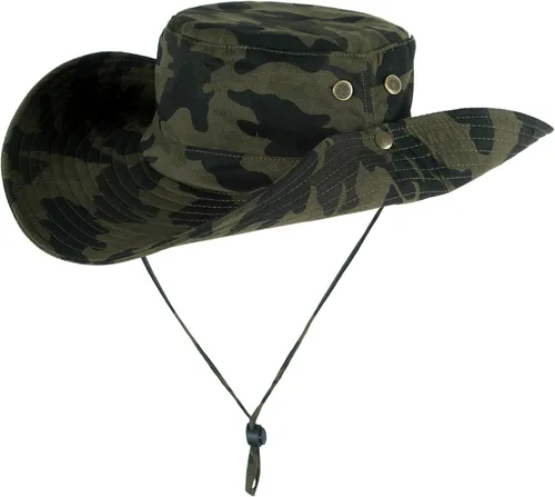 Miniatura 4 de Sombrero de pesca Sun Boonie de ala ancha para exteriores con protección UV de verano con cordón de barbilla lateral
