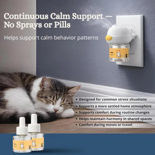 Miniatura 3 de Kit de difusor calmante para gatos, fórmula de aceite esencial a base de feromonas y plantas para aliviar la ansiedad, reducción del estrés