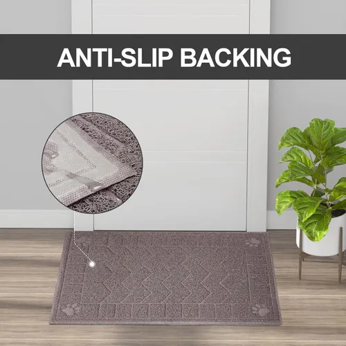 Miniatura 6 de Alfombrilla de arena para gatos, alfombrilla de arena que atrapa la arena suave para las patas de los gatitos, 35" x 24" alfombrilla de caja de Gris