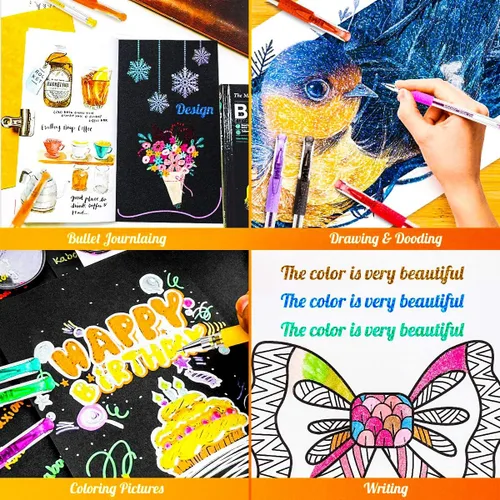 Miniatura 6 de Soucolor Bolígrafos de gel con purpurina para libros de colorear para adultos, suministros escolares de clase de arte, paquete de 120 unidades, 60