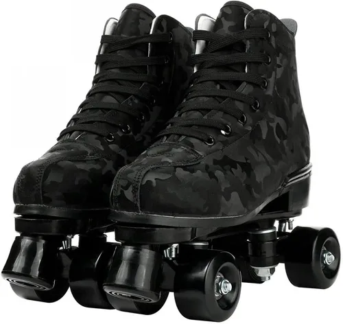 jessie Patines de ruedas para exteriores para mujeres y adultos, con ruedas iluminadas, patines quad negros para hombres, jóvenes, niños y niñas