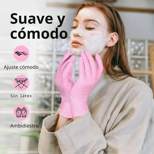 Miniatura 3 de SwiftGrip - Guantes desechables rosados, de 3 mil, de examen médico, sin látex, para limpieza y esteticista, guantes de goma rosados, de limpieza