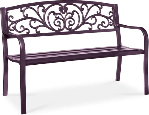 Miniatura 13 de Mejor Elección Productos 50 in patio parque banco de jardín patio marco de acero inoxidable muebles al aire porche silla, L, Negro