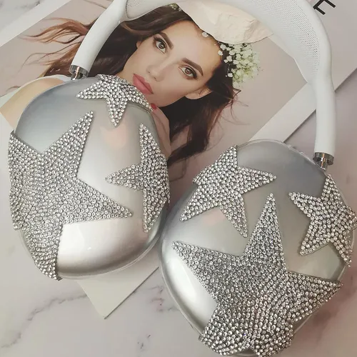 Miniatura 52 de MORWLAT Funda para AirPods Max con Diamantes de Imitación Brillantes Estrellas, Fundas Suaves Bonitas Transparentes y Brillantes para Mujeres