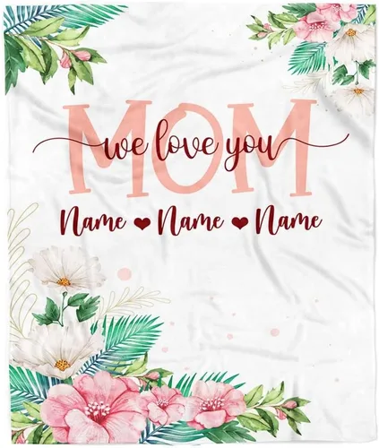 Miniatura 35 de Manta de vellón personalizada con texto en inglés «To My Mom», diseño de girasol de hija e hijo, carta de amor con texto en inglés «You are the