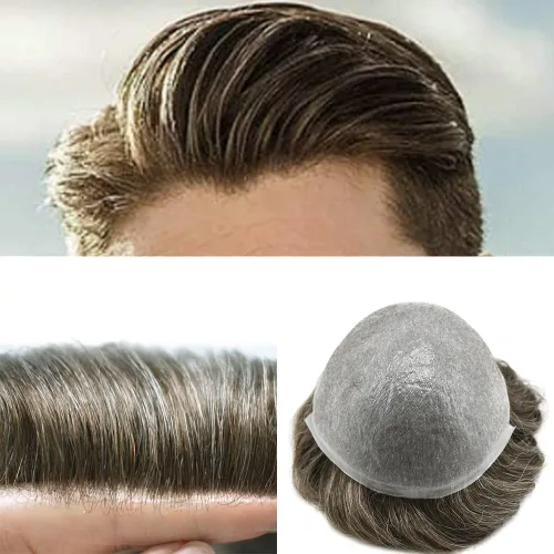 Miniatura 26 de Super Thin Skin Mens Toupee 0.001 in - Sistema de cabello de piel ultrafina para hombres, cabello humano negro, marrón, rubio, gris, peluca