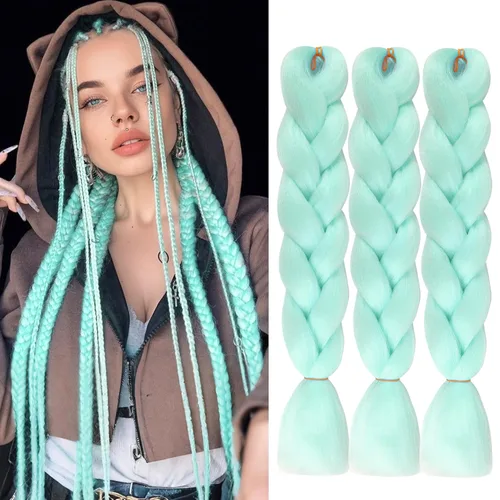 Miniatura 10 de Extensiones de cabello trenzado rubio (613#) trenzado sintético para ganchillo Box Twist para mujeres, 24 pulgadas, 3.53 oz/paquete