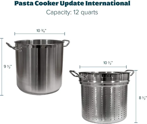 Miniatura 4 de Update International (SPSA-12) 12 ollas para pasta de acero inoxidable de inducción con tapa y colador