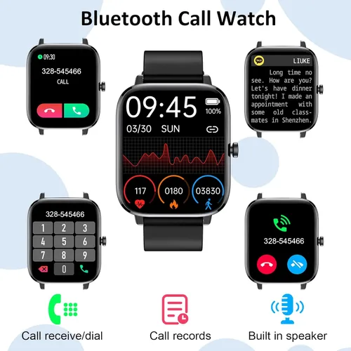 Miniatura 2 de PJYUBVOR Reloj inteligente, reloj inteligente para hombre, contestar/hacer llamadas, pantalla táctil de 1.83 pulgadas, monitor de actividad física