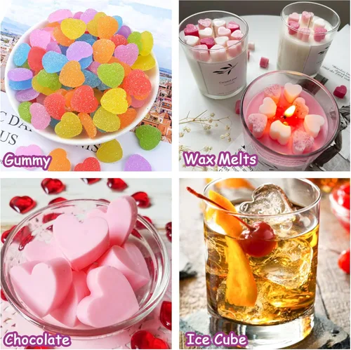 Miniatura 6 de Paquete de 3 moldes de silicona con forma de corazón, molde para hornear Chocotale para gomitas, cera derretida, gelatina, cubitos de hielo, velas