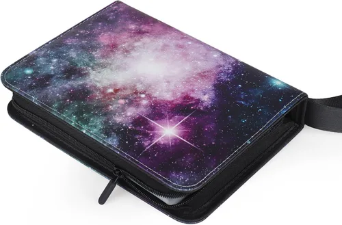 Miniatura 3 de Carpetas de 4 bolsillos para 400 tarjetas, patrón de nebulosa morada