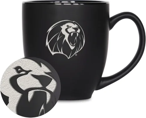Miniatura 203 de Rico Industries - Taza de cerámica mate negra con grabado láser estándar de 15oz para NCAA (escuelas T & U) - Para bebidas calientes o frías