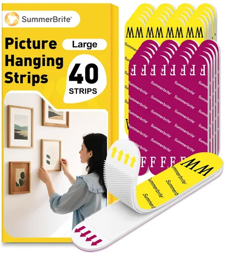 Tiras Grandes para Colgar Cuadros de Servicio Pesado, Colgadores de Cuadros Sin Daños para Paredes sin Clavos/Herramientas, Gancho de Pared Adhesivo