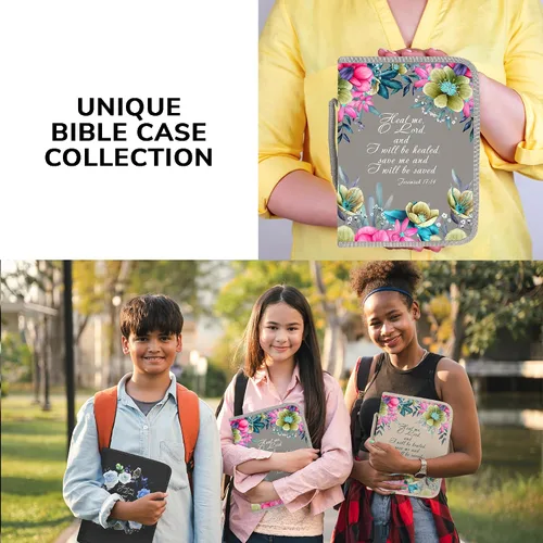 Miniatura 43 de DEHITE Funda para la Biblia para mujer, fundas de tela prémium para la Biblia para niñas, bolsa de transporte para mujer, ranuras para bolígrafos