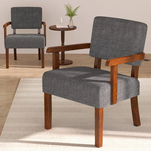Miniatura 13 de FAGAGA Juego de 2 Sillas de Acento con Mesa, Sillas de Sala de Estar con Asiento y Reposabrazos VelvetSoft para Sala de Estar Dormitorio Sala