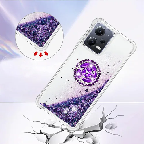 Miniatura 2 de CCSmall Funda brillante transparente brillante con purpurina para Xiaomi Redmi Note 12 5G (no 4G), cubierta de arena movediza líquida fluida
