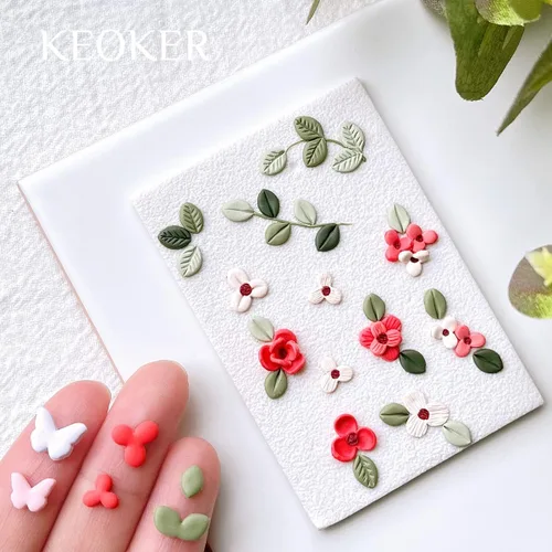 Miniatura 2 de KEOKER Cortadores de arcilla polimérica – Mini cortadores de arcilla para la fabricación de aretes de arcilla polimérica, 6 formas florales y hojas