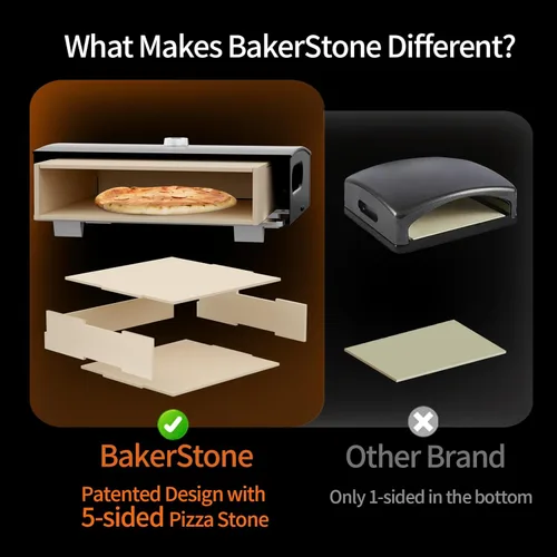 Miniatura 2 de BakerStone Horno de pizza al aire libre, horno de pizza de gas propano para parrilla, cámara de cocción de piedra de 5 lados, kit de caja de horno
