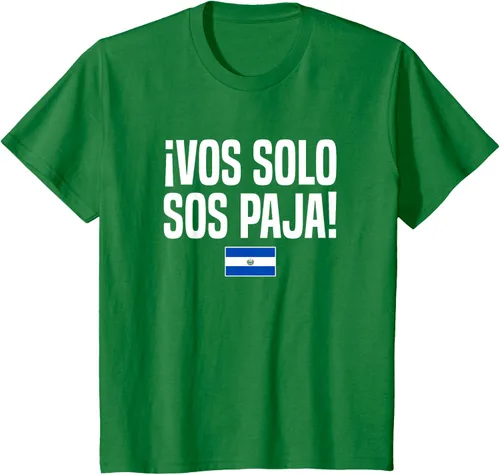 Miniatura 48 de Camiseta Vos Solo Sos Paja Salvadoran Slang Bandera de El Salvador, Negro
