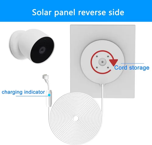 Miniatura 4 de Paquete de 1, panel solar actualizado de 6 W con luz de respiración de alerta de carga, compatible con cámara Google Nest para exteriores e