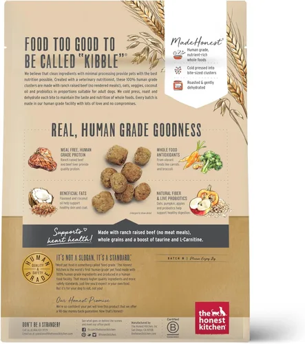Miniatura 2 de The Honest Kitchen Whole Food Clusters Alimento Seco para Perros de Grano Entero con Carne de Res y Avena, Bolsa de 1 lb (Paquete de 2)
