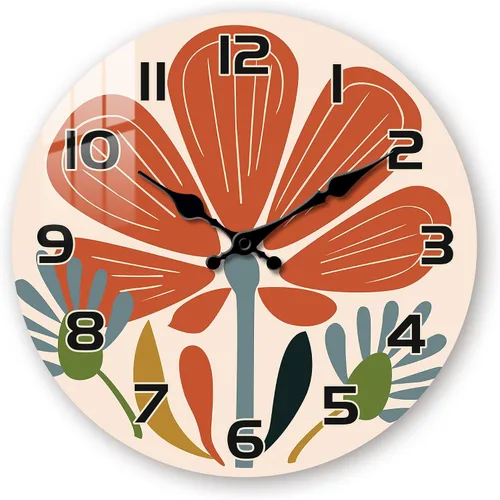 Miniatura 8 de Reloj de pared para el hogar, reloj de pared de madera de 10 pulgadas, funciona con pilas, reloj de pared floral vintage para interiores, sala