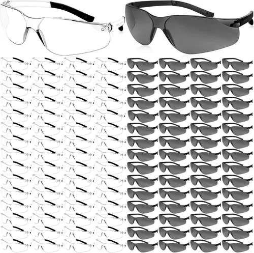 Miniatura 9 de 50 lentes de seguridad unisex a granel de 8 colores transparentes con ANSI Z87.1, resistentes a impactos y arañazos, lentes de sol de seguridad